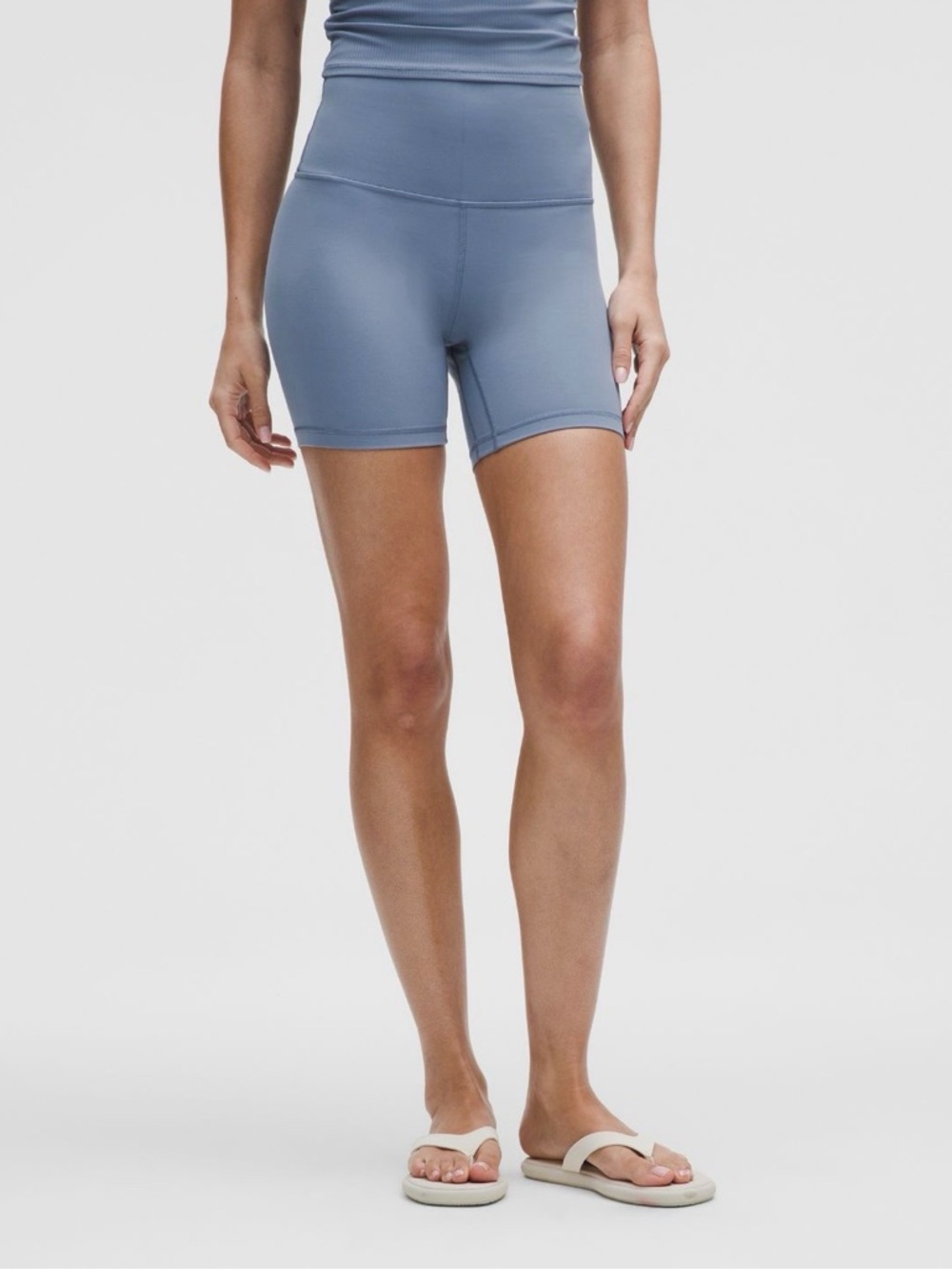 lululemon athletica High-Rise Bike Shorts in washed denim